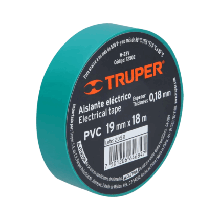 TAPE ELECTRICO VERDE 19mmx18m TRUPER
